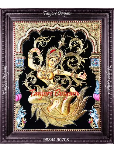 Thailand Seetha Tanjore Painting of Sita Devi in Thai traditional style with intricate gold work and detailed ornamentation.